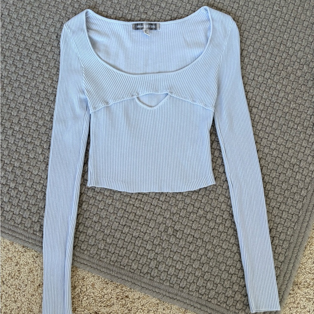Urban Outfitters Sky Blue Ribbed Long Sleeve Top